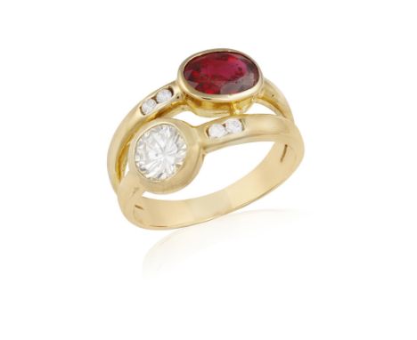 ** Please note that description should read a Spinel and diamond ring ***  A SPINEL AND DIAMOND RING, A RUBY AND DIAMOND RING