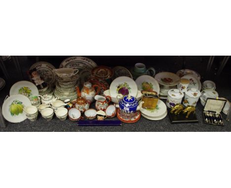 Decorative Ceramics - a 19th century hand painted dessert setting hand painted with fruit; Royal Worcester Evesham canisters;