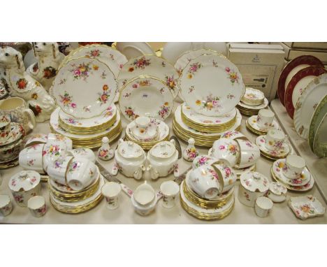 Royal Crown Derby Posies pattern tea and dinner ware including teapots, teacups, saucers, sucriers, cake stand, cake knife, d