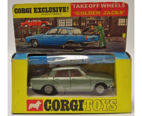 Corgi 275 Rover 2000 TC - green body, brown interior, amber roof panel, chrome trim, Golden Jacks take-off wheels - blue and 