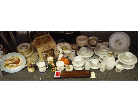 Ceramics - a Denby part dinner service comprising dinner plates, side plates, tea cups &amp; saucers, teapot; another Denby d