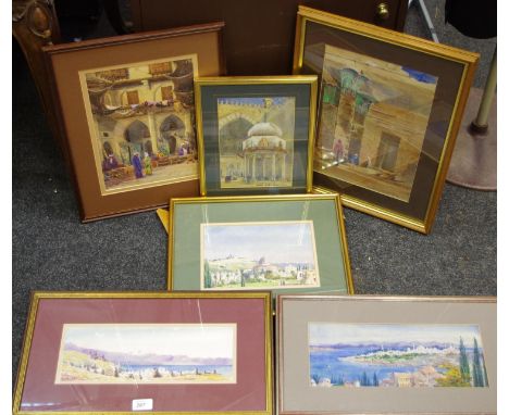 Travel - various well executed early 20th century original watercolours by Jane M Duncombe, done from her sketches during her