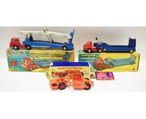 Matchbox King Size K6 Allis Chalmers Motor Earth Scraper - with silver trim, dark red engine, metal hubs - gloss orange body 