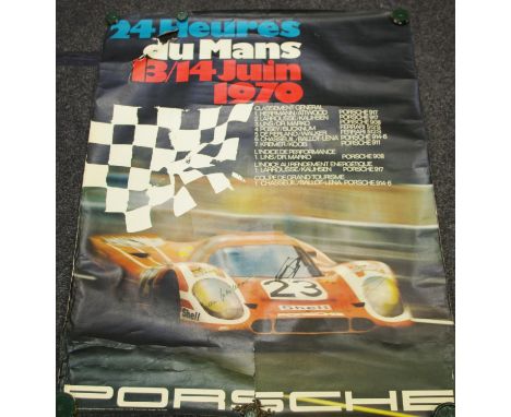 Motor racing interest - a 1970 Porsche 24 Heures du Mans poster, signed by Richard Attwood(af); a Goodyear Eagles print of Ni