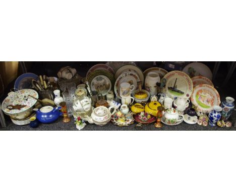 Ceramics &amp; glass - collectors plates including a Miners plate, Royal Albert, Spode etc.; an Aynsley Howard Spray vase; a 