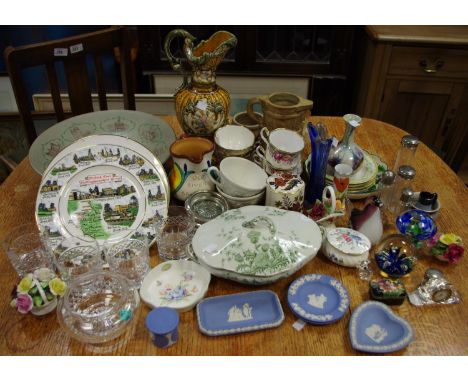 Decorative Ceramics &amp; Glass - Aynsley, Royal Worcester, Wedgwood jasperware; miners plates; decorative paperweights; cut 