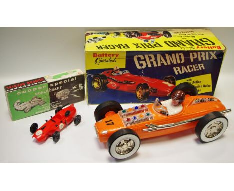 A Ray's, Hong Kong large scale tinplate &amp; plastic Grand Prix Racer, battery operated with mystery action, real engine noi