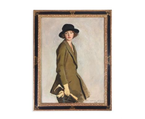 HARRINGTON MANN (BRITISH 1864-1937) PORTRAIT OF A LADY WITH A RIDING CROP Oil on canvas Signed and dated 1922 (lower right) 1