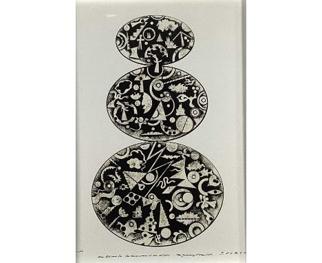 Richard Drew, known as Zacron (British, 1943-2012) collograph print - Anu, Bel and Ea, from the Journey of Man Suite, signed 