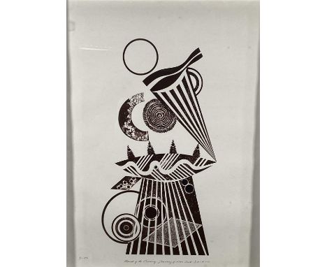 Richard Drew, known as Zacron (British, 1943-2012) collograph print - Planet of the Crossing, from the Journey of Man Suite, 