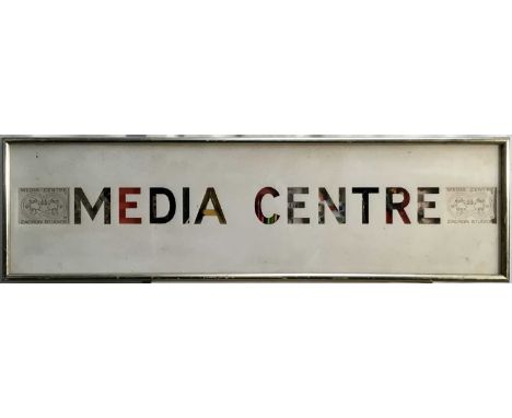 Richard Drew, known as Zacron (British, 1943-2012) collage and mixed media - 'Media Centre - Zacron Studios, 30 x 104cm, toge