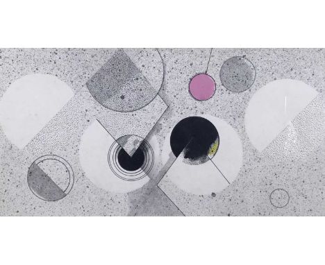 Richard Drew, known as Zacron (British, 1943-2012) mixed media on board, Shadow Fields, 1972, signed and titled to mount, ima