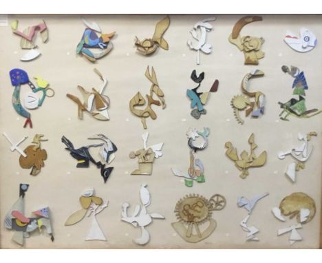 Richard Drew, known as Zacron (British, 1943-2012) mixed media relief construction - A progression of 24 relief narratives in