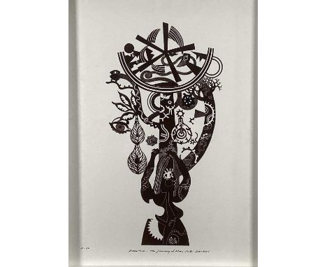 Richard Drew, known as Zacron (British, 1943-2012) collograph print - Eden Tree, from the Journey of Man Suite, signed and nu