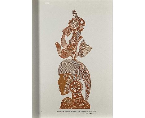 Richard Drew, known as Zacron (British, 1943-2012) collograph print - Planet of the Crossing, from the Journey of Man Suite, 