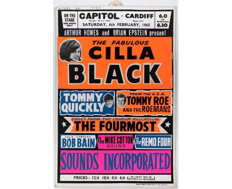 An original proof / test print of a concert poster advertising performances at the Capitol Cardiff in February 1965 with Cill