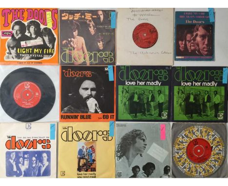 THE DOORS - 7" COLLECTION. A quality selection of 12 7" singles by The Doors. Titles include Light My Fire (INT 18145, French