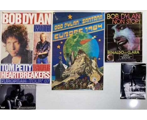 Nine Bob Dylan posters to include: Dortmund Concert Poster (23.5 x 33.5"), reproduction 1987 tour poster, a French 'Renaldo a