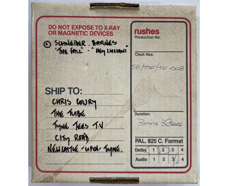 A videotape with 'Rushes' labels, containing a copy of the video for The Fall - Hey Luciani. This example was in the collecti