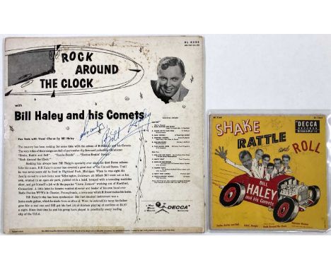 A copy of Bill Haley - Rock Around The Clock (DL 8225) signed to reverse of sleeve in blue ink by Bill Haley. A copy of 'Shak