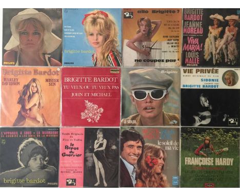 BRIGITTE BARDOT/ FRANCOISE HARDY/ JACQUES DUTRONC - 7" PACK. A superb pack of 20 7" singles by two female 60s pop icons &amp;