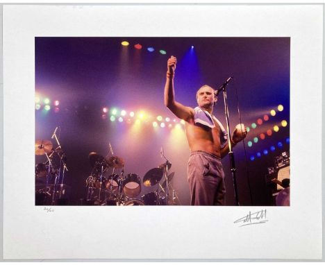 A high-quality photo print depicting Phil Collins, taken by photographer Martyn Goddard in 1981. The photo depicts Phil Colli