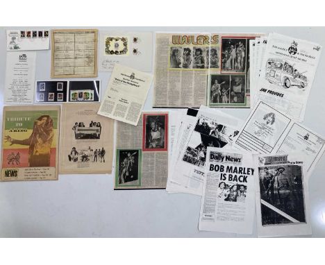 Collection of Bob Marley ephemera to include: original master tape reel label with Bob Marley and Wailers tracks for reel '8J