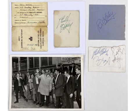 A 1968 ticket stub for 'Sofia Gardens' Cardiff signed to reverse in blue ink by Bill Haley. A portion of a card ticket for 'T