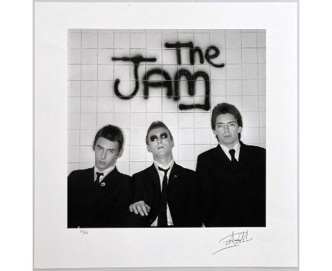 A high-quality photo print depicting The Jam, taken by photographer Martyn Goddard in 1977. The photo would be used for the c