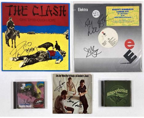 A copy of The Clash - Give 'Em Enough Rope (RE) signed to front of sleeve boldly by Paul Simonon, a Stereophonics CD signed t