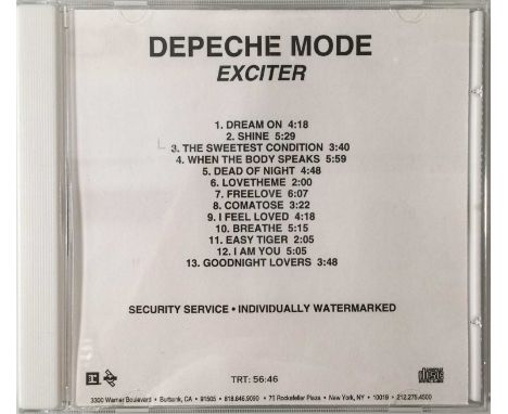 DEPECHE MODE - EXCITER CD (US PROMO - MUTE - 2-47960). A superb CD promo of Depeche Mode's 2001 album Exciter (2-47960, 2001 