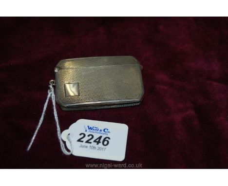 A Silver Vesta Case with engine turned decoration