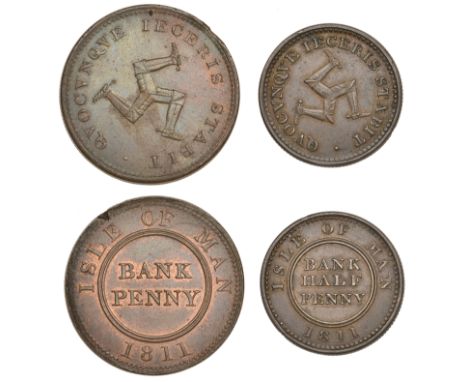 Isle of Man Tokens, Castletown, Isle of Man Bank (George Quayle, Edward Cotteen and Patrick Lightfoot), Penny and Halfpenny, 