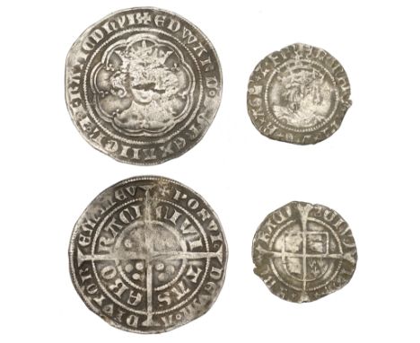 Edward III, Pre-Treaty period, Groat, series E, York, 4.57g/9h (N 1164; S 1572); Henry VIII, Second coinage, Halfgroat, York,