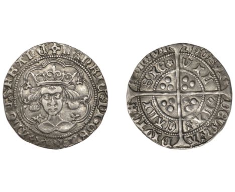 Henry VI (First reign, 1422-1461), Rosette-Mascle issue, Groat, Calais, mm. crosses II/V, mascle after rex and before vil, 3.