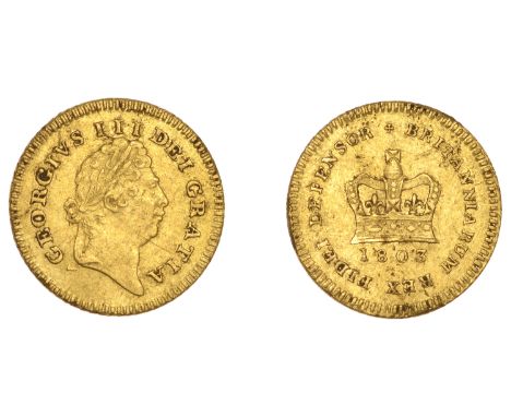 George III (1760-1820), Pre-1816 issues, Third-Guinea, 1803, first bust (EGC 873; S 3739). Good fine, some surface marks and 