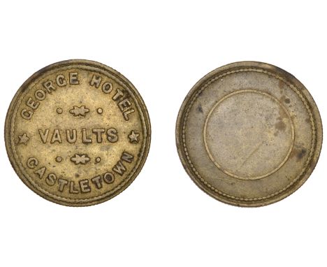Isle of Man Tokens, Castletown, George Hotel, brass, legend, vaults, rev. concentric circle, edge grained, 25mm, 4.18g (Quarm