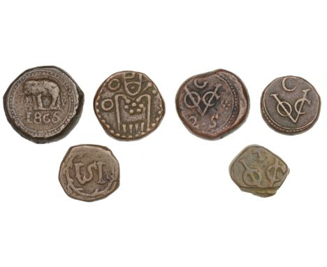 Ceylon, V.O.C., Stuiver, undated, Negapatnam (Sch. 1244); Stuiver, wreath type, no mint or date (Sch. 1290); Stuiver, 1783, C