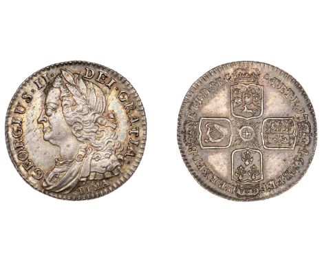 George II (1727-1760), Sixpence, 1745 lima (ESC 1756; S 3710). Small surface flaw in front of forehead, otherwise good extrem