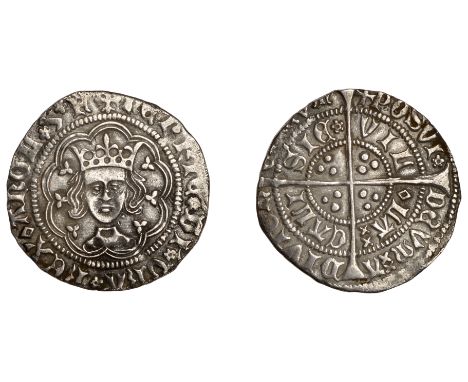 Henry VI (First reign, 1422-1461), Rosette-Mascle issue, Halfgroat, Calais, mm. crosses IIIa/V, mascle after rex and before l
