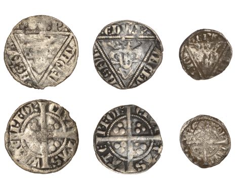 Ireland, Edward I, Second coinage, Halfpence (2) and Farthing, all Waterford, type I, 0.63g/h, 0.53g/4h, 0.30g/3h (S 6254, 62