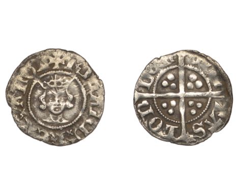 Richard II (1377-1399), First period, Halfpenny, type II, London, nothing on breast, double saltire stops, 0.55g/10h (N 1331b