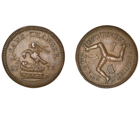 Isle of Man Coins, James Stanley, Second issue, Pattern Penny, 1732, unsigned [by S. Dyall?], in copper, eagle and child on c
