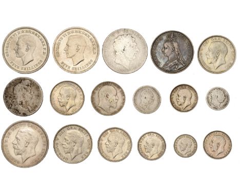 George V, Crown, Halfcrown, Florin, Shilling and Sixpence, all 1935 (S 4048, 4037-9, 4041); together with other British silve