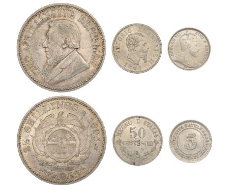 Straits Settlements, Edward VII, 5 Cents, 1903 (Prid. 153; KM. 20); ITALY, Victor Emanuel II, 50 Centesimi, 1867m (MIR 1088e;