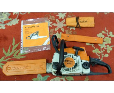 A stihl petrol driven chainsaw