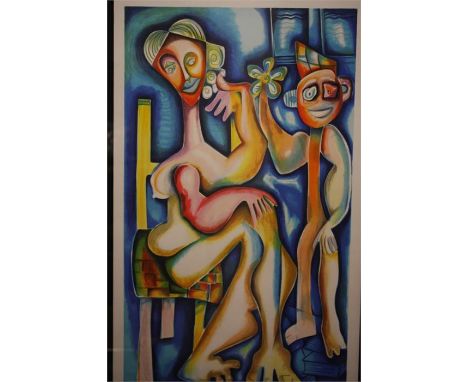 A set of three Lithographs by Alexandra Nechita, 'The Ladder of Giving Suite 2002', to include 'Vogue', 'Maestro in the Studi