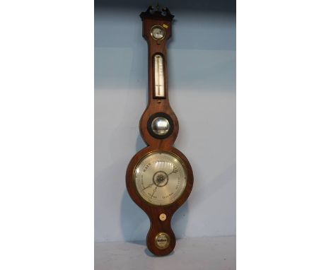 A mahogany five glass banjo barometer by Luppi Solcha of Hull.  98 cm long