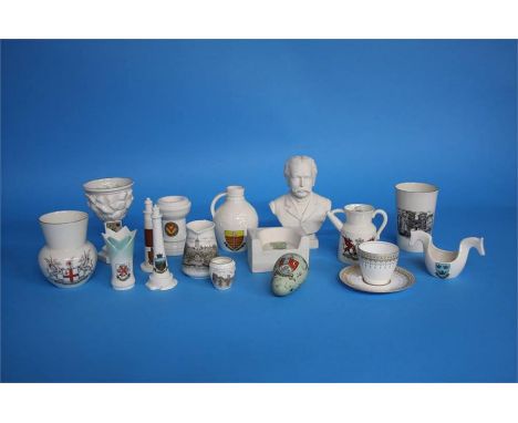 A Collection of W.H. Goss china, to include a 'Guillemot's egg' and a bust of W.H. Goss (15) and a Royal Doulton for Tiffany 