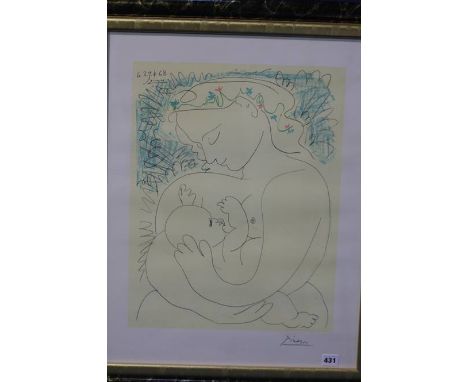 Pablo Picasso 1881-1973 Lithograph Signed in pencil 'La Grand Maternite', stamped Edition Combat Pour La Paris, Copyright S.P